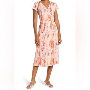 Halogen Short Sleeve Wrap Midi Dress